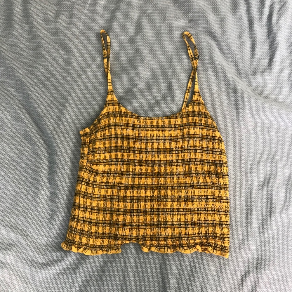 yellow and black plaid hollister crop top